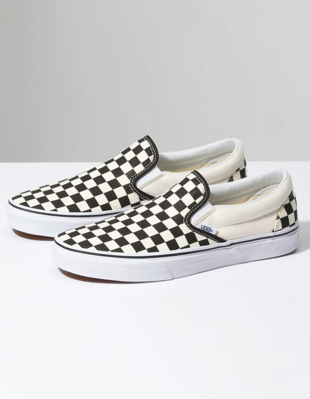 VANS Checkerboard Slip-On Black & Off White Shoes - CHECKERBOARD Product Image