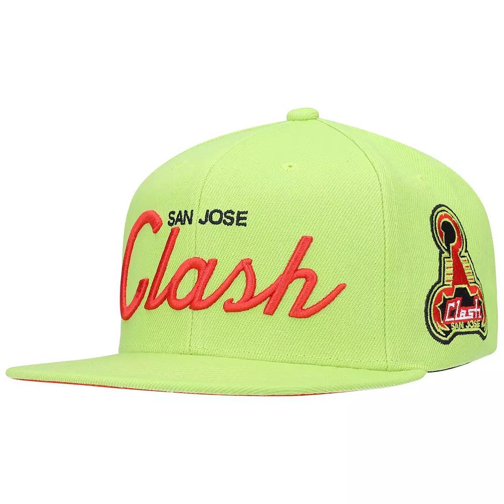 Men's Mitchell & Ness Orange/ San Jose Earthquakes Historic Logo Since '96 Foundation Script Snapback Hat, Sje Green Product Image
