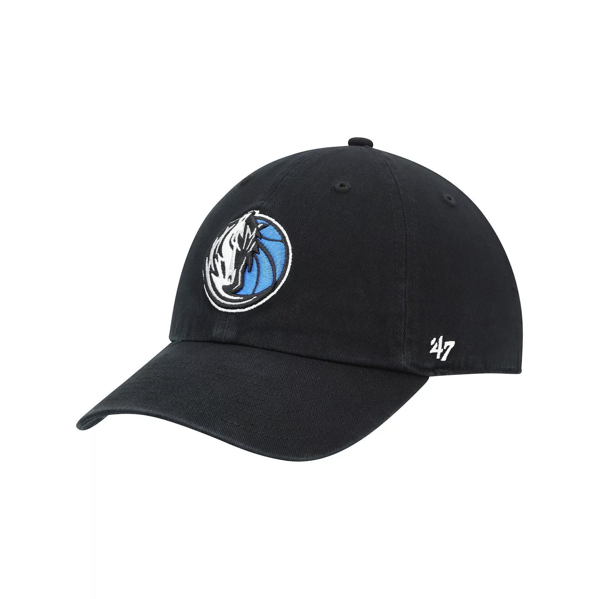Men's '47 Black Dallas Mavericks Team Logo Clean Up Adjustable Hat Product Image