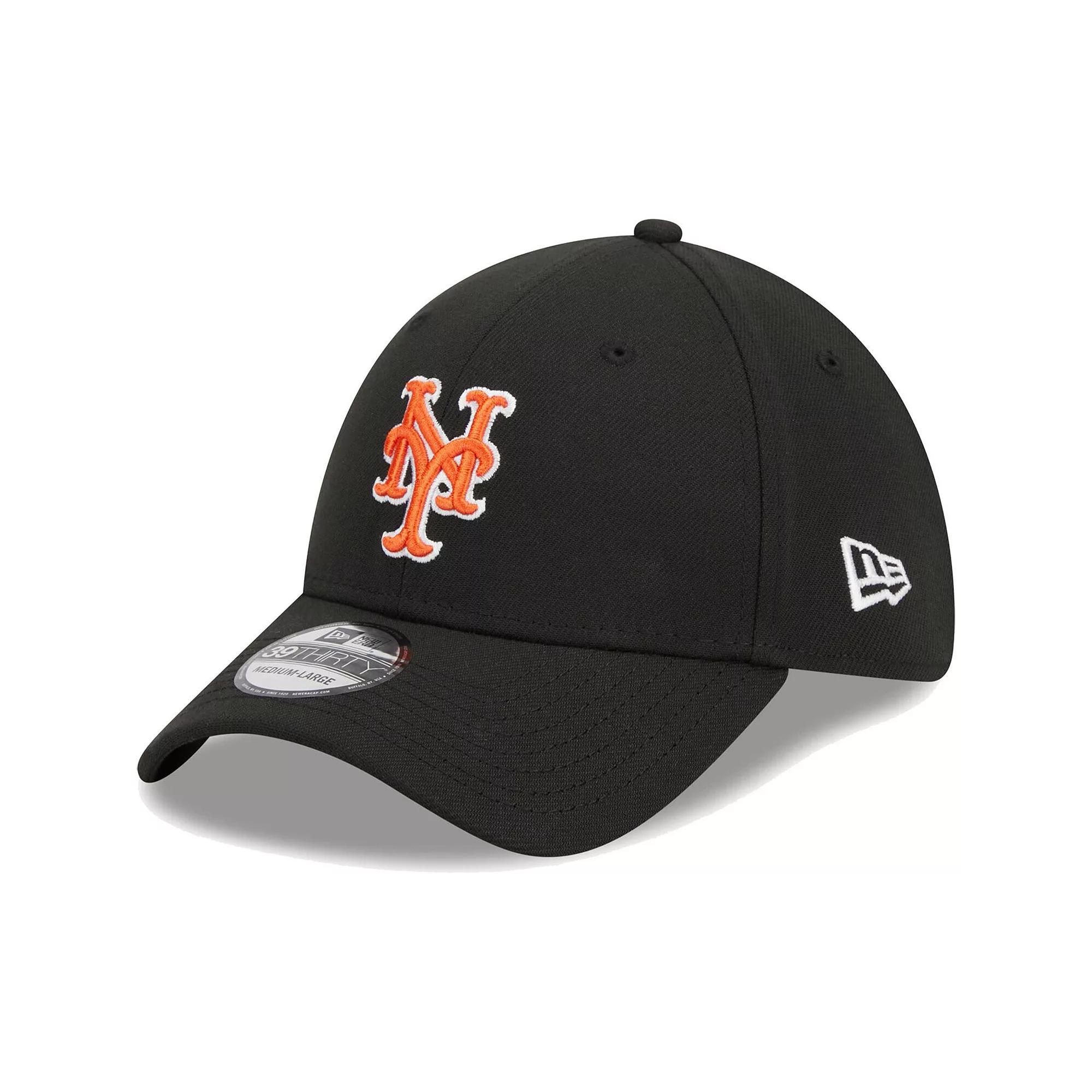 Men's New Era Black New York Mets Logo 39THIRTY Flex Hat, Size: Small/Medium Product Image
