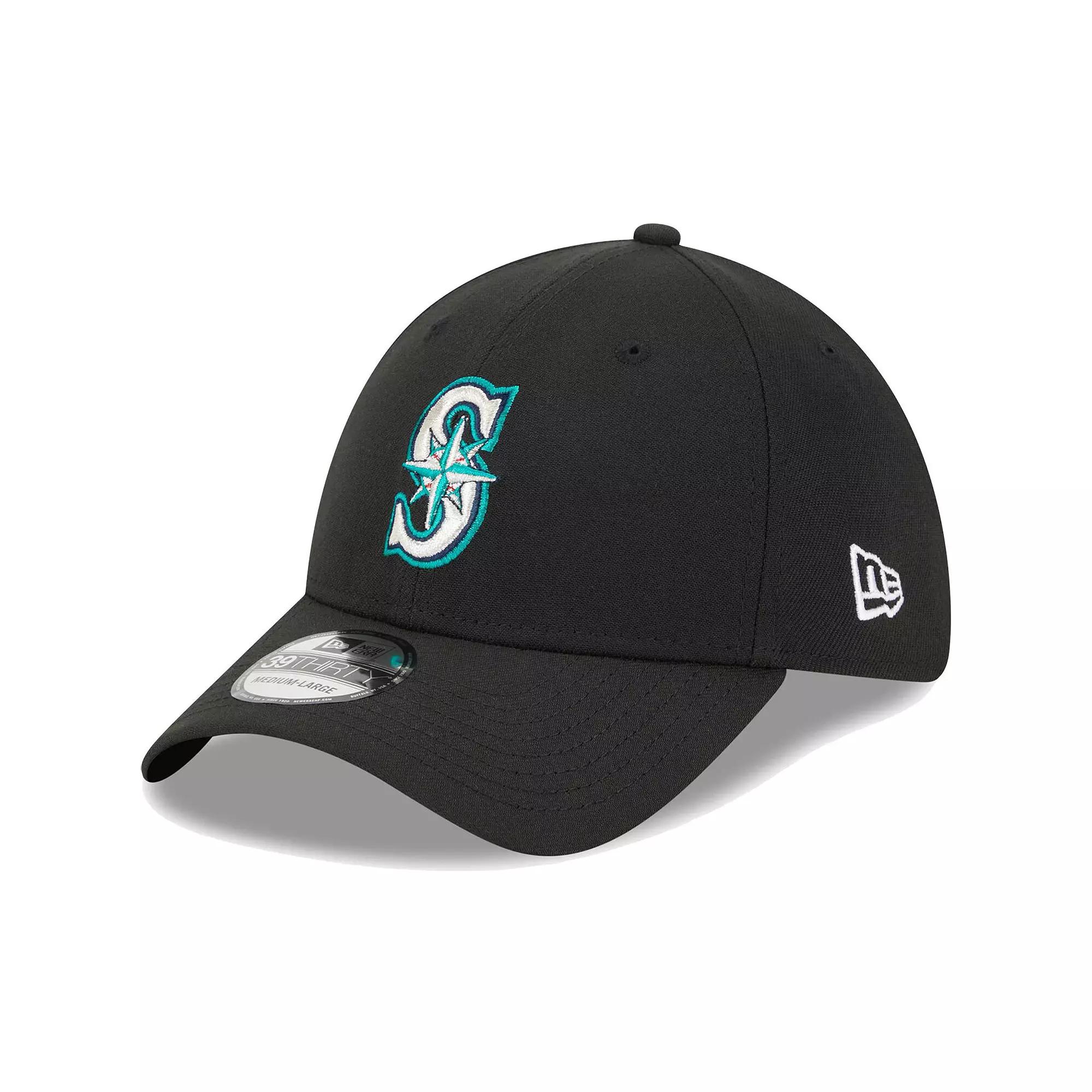 Men's New Era Black Seattle Mariners Logo 39THIRTY Flex Hat, Size: Large/XL Product Image