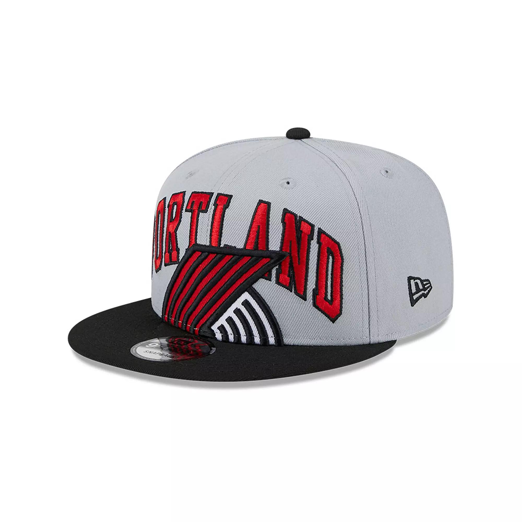Men's New Era Gray/Black Portland Trail Blazers Tip-Off Two-Tone 9FIFTY Snapback Hat, Grey Product Image