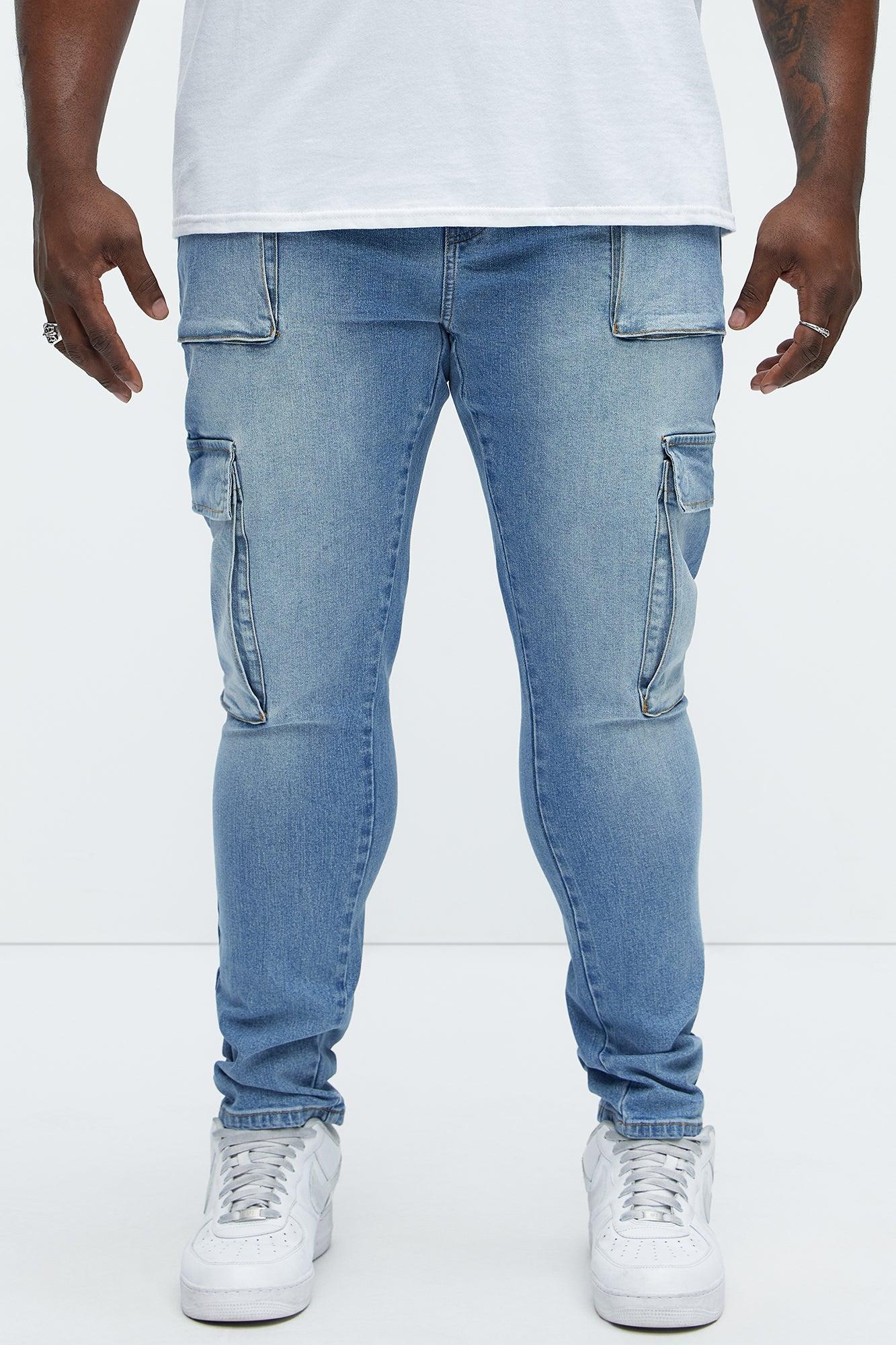 For The Streets Cargo Skinny Jeans - Light Wash Product Image