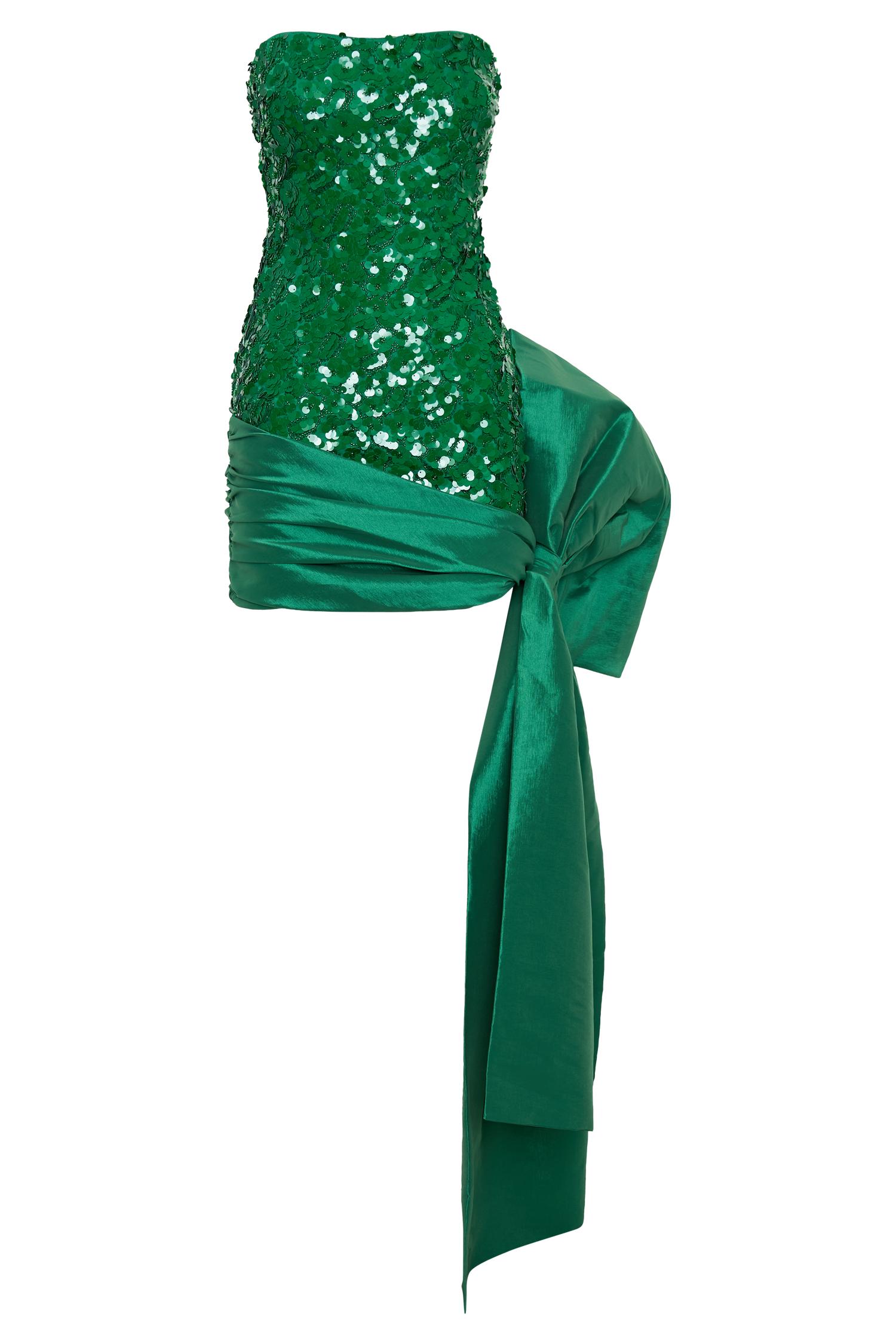 Franka Strapless Bow Mini Dress - Emerald Product Image