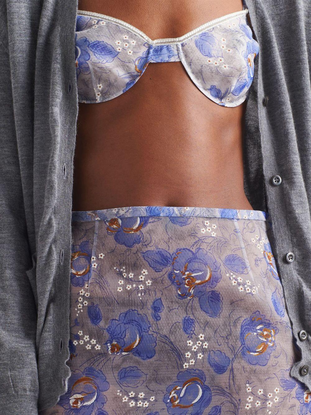 floral-print lace-trim bra Product Image