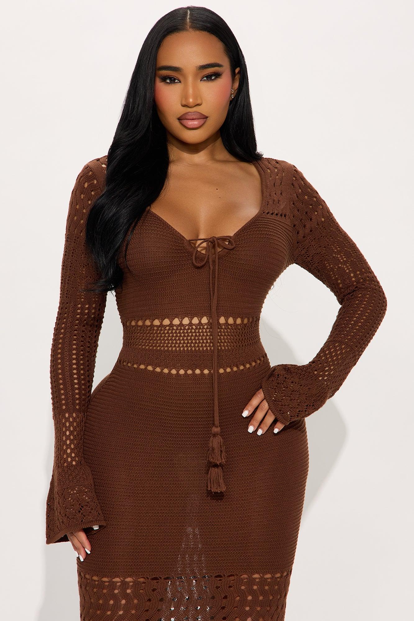 Clarissa Crochet Maxi Dress - Chocolate Product Image