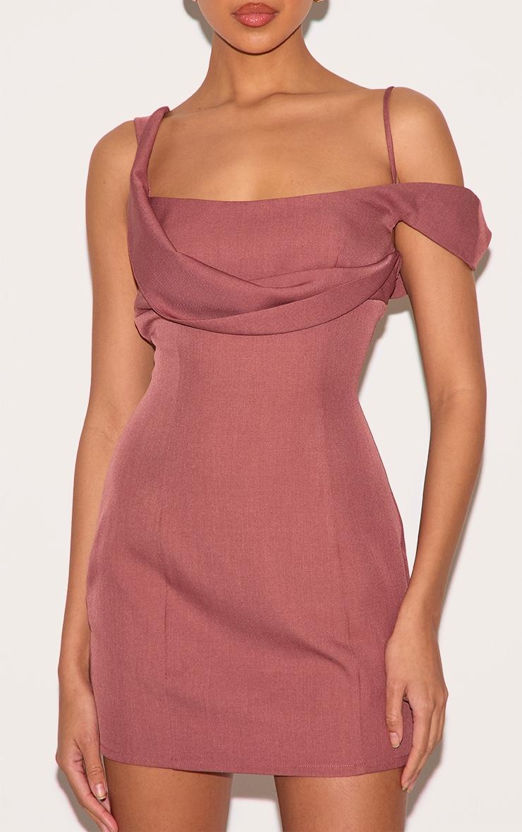 Dusty Pink Woven Drape Mini Dress Product Image
