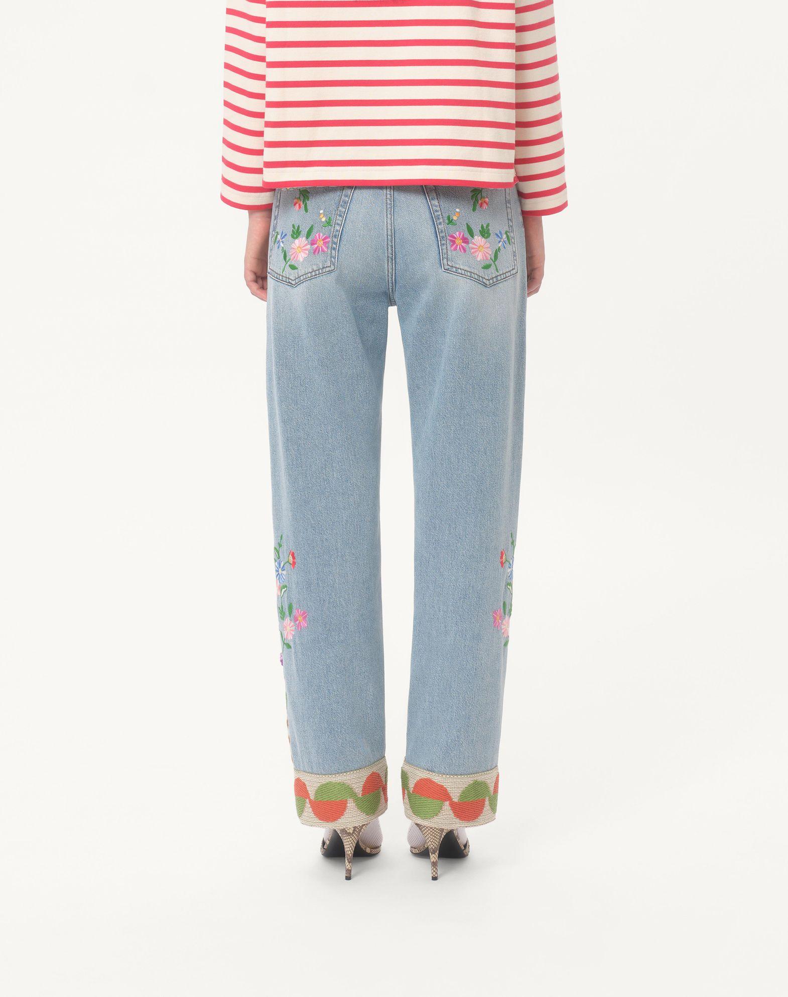 Embroidered Denim Pants Product Image