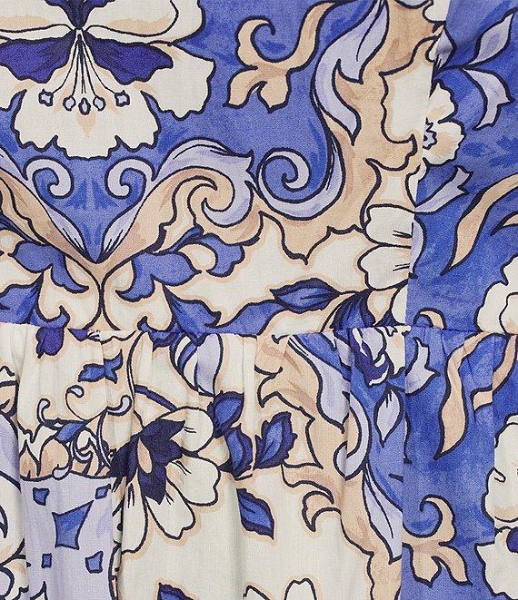 Vince Camuto Plus Size Square Neck Short Puff Sleeve A-Line Midi Dress Product Image