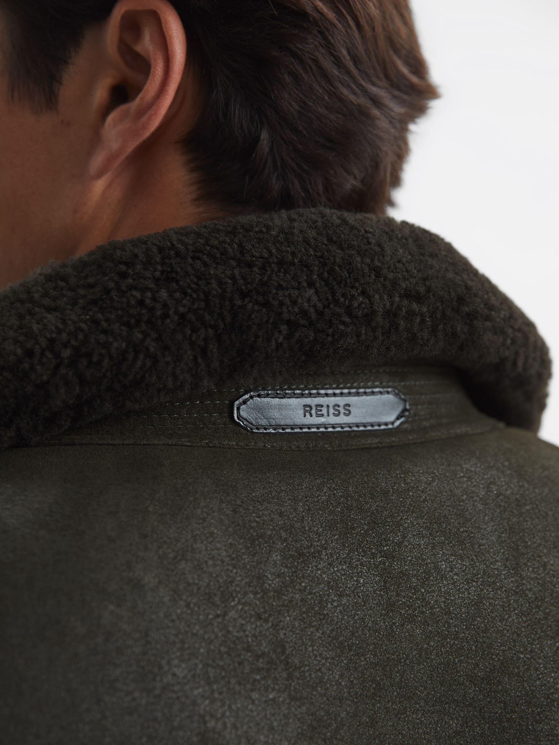 Suede Western Shearling Jacket in Forest Green Product Image