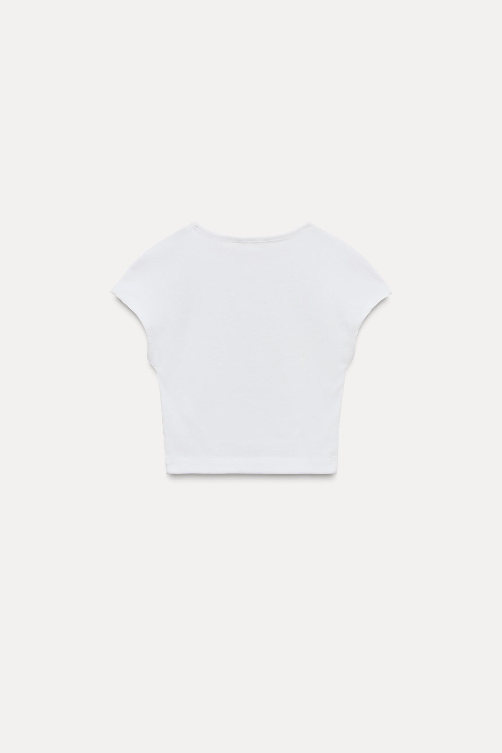 COTTON MODAL CROP T-SHIRT Product Image