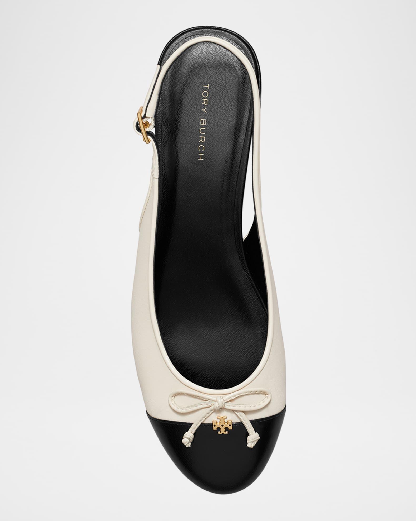 Cap-Toe Leather Slingback Ballerina Flats Product Image