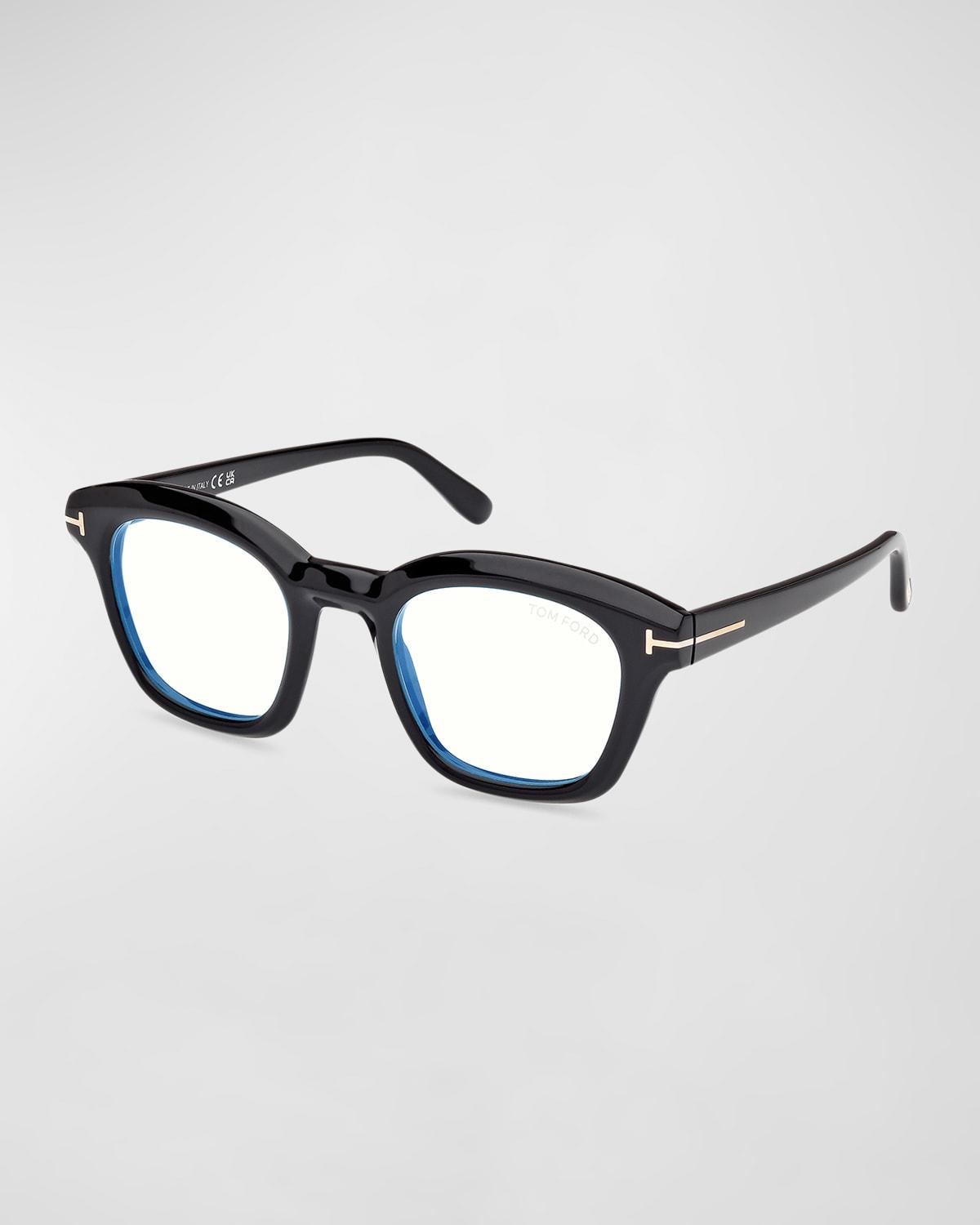 Mens Acetate Blue Blocking Square Glasses Product Image