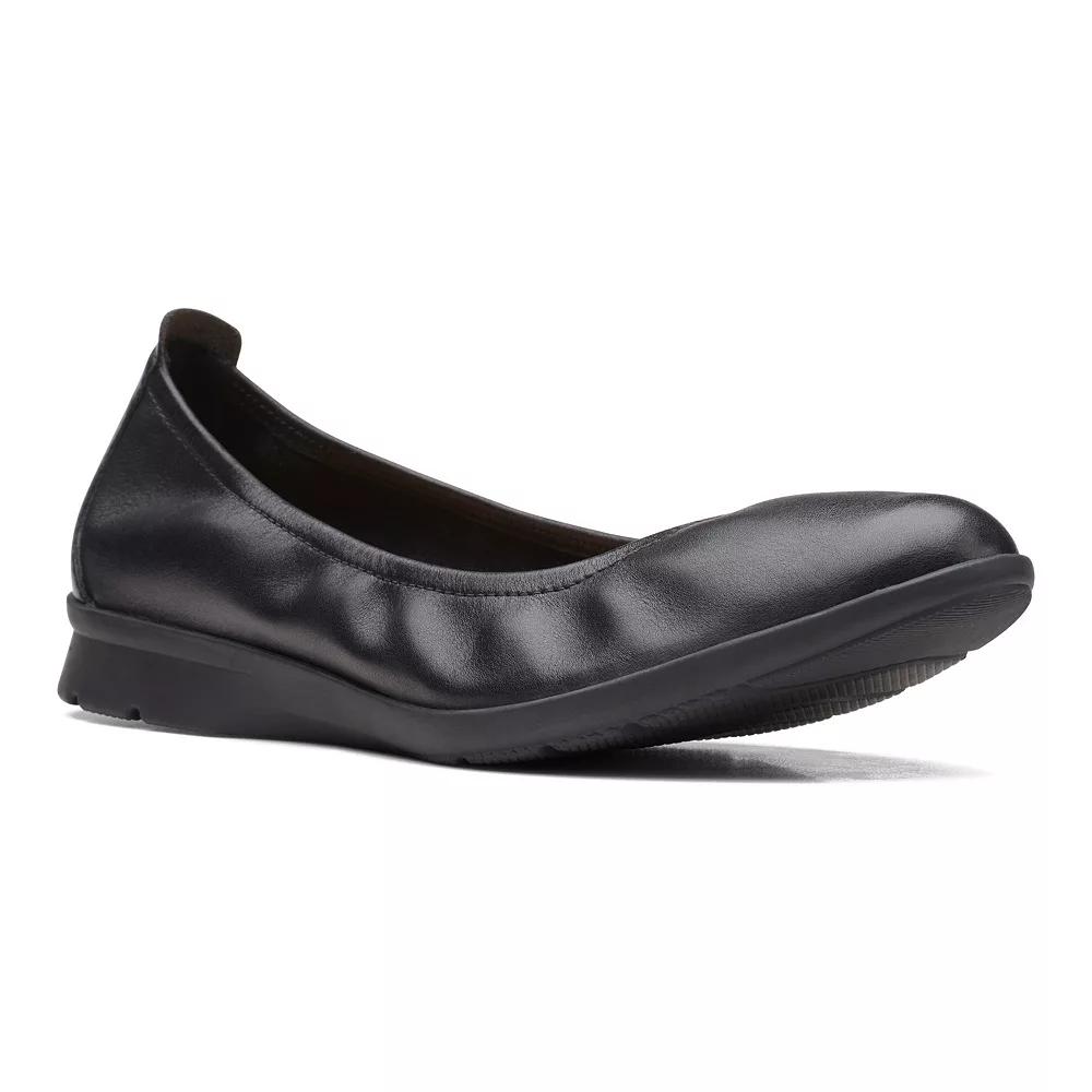 Clarks® Jenette Ease Leather Women's Flats, Size: 8.5 Wide, Black Product Image