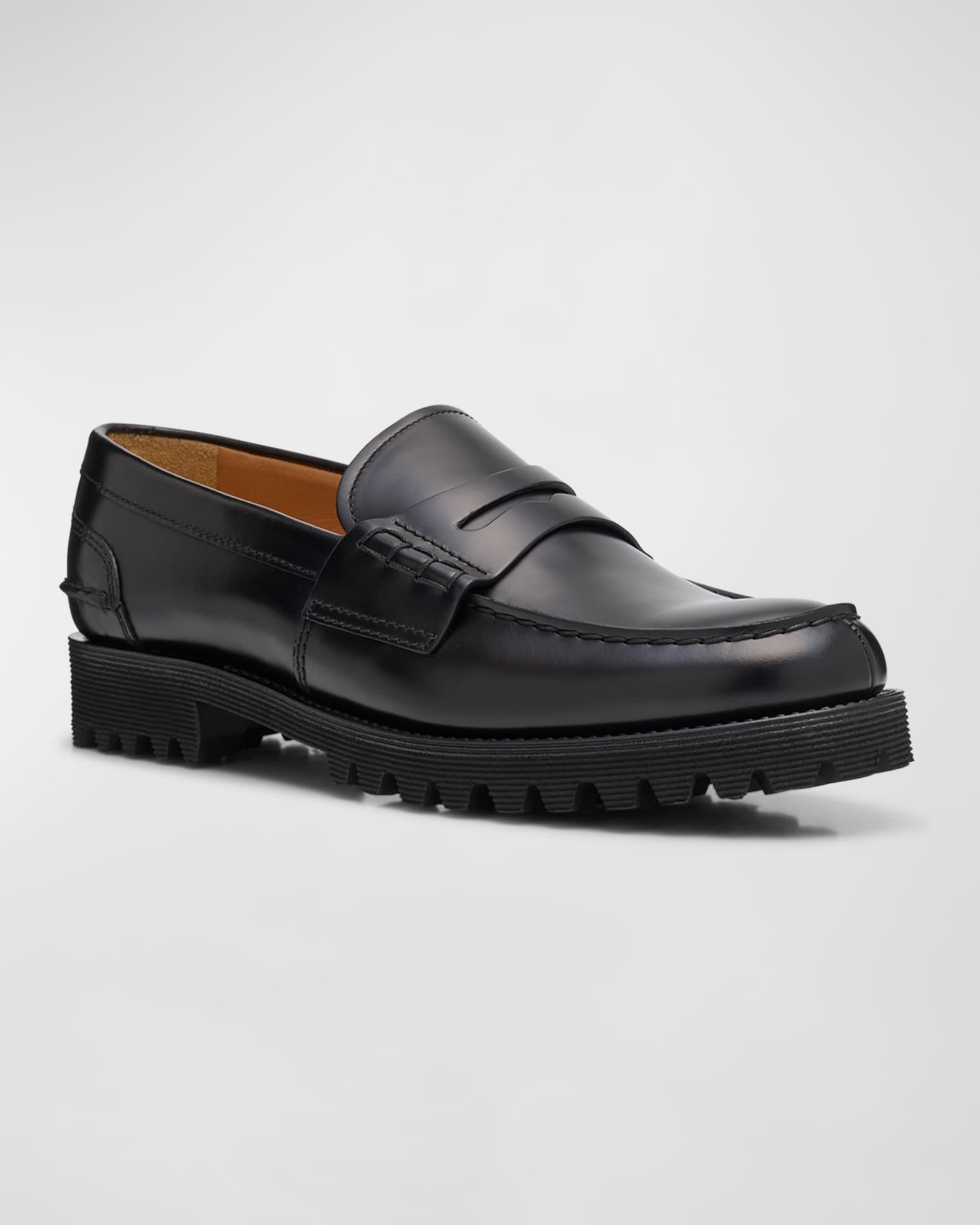 Pembrey Leather Lug-Sole Penny Loafers Product Image