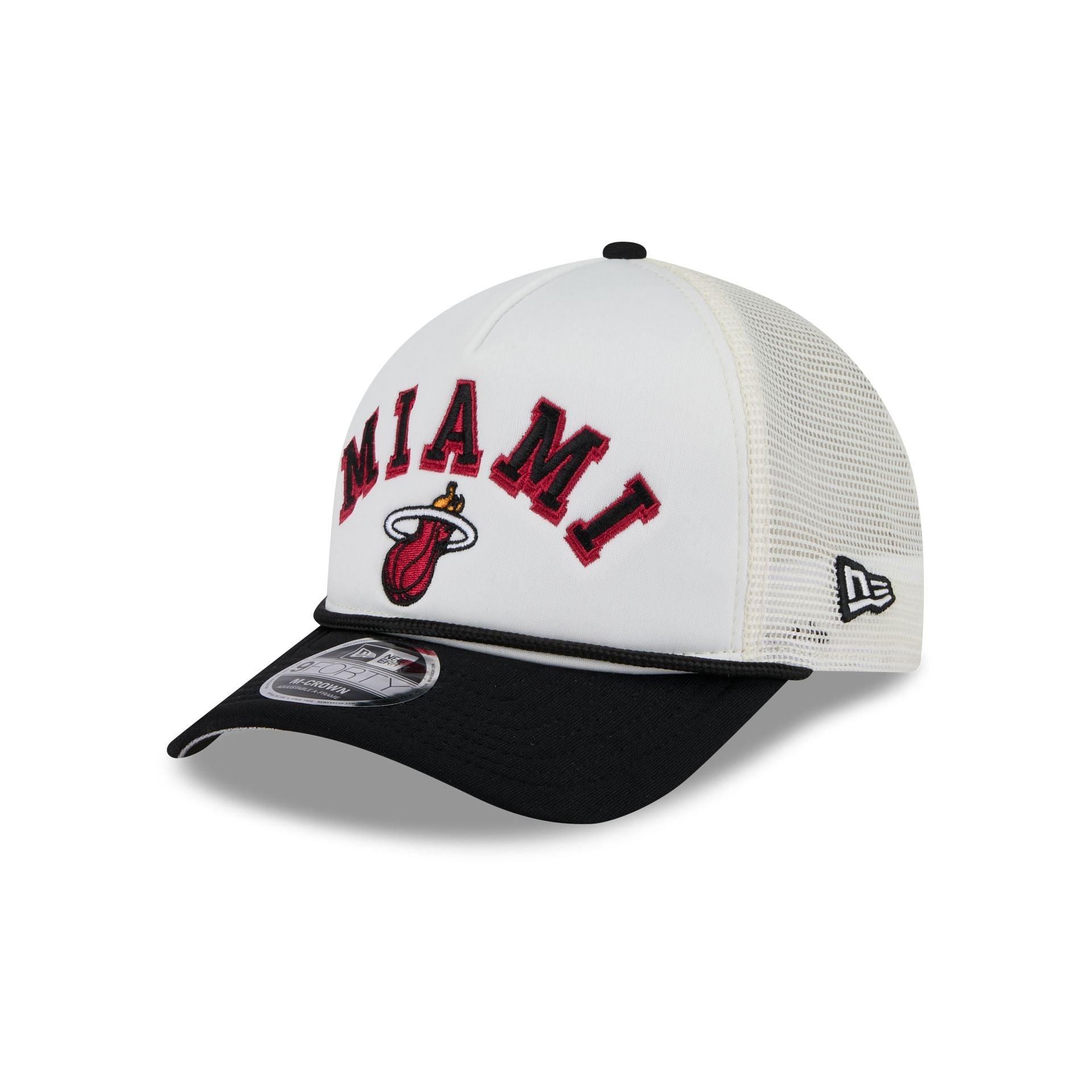 Miami Heat Chrome Arch 9FORTY M-Crown A-Frame Trucker Hat Male Product Image