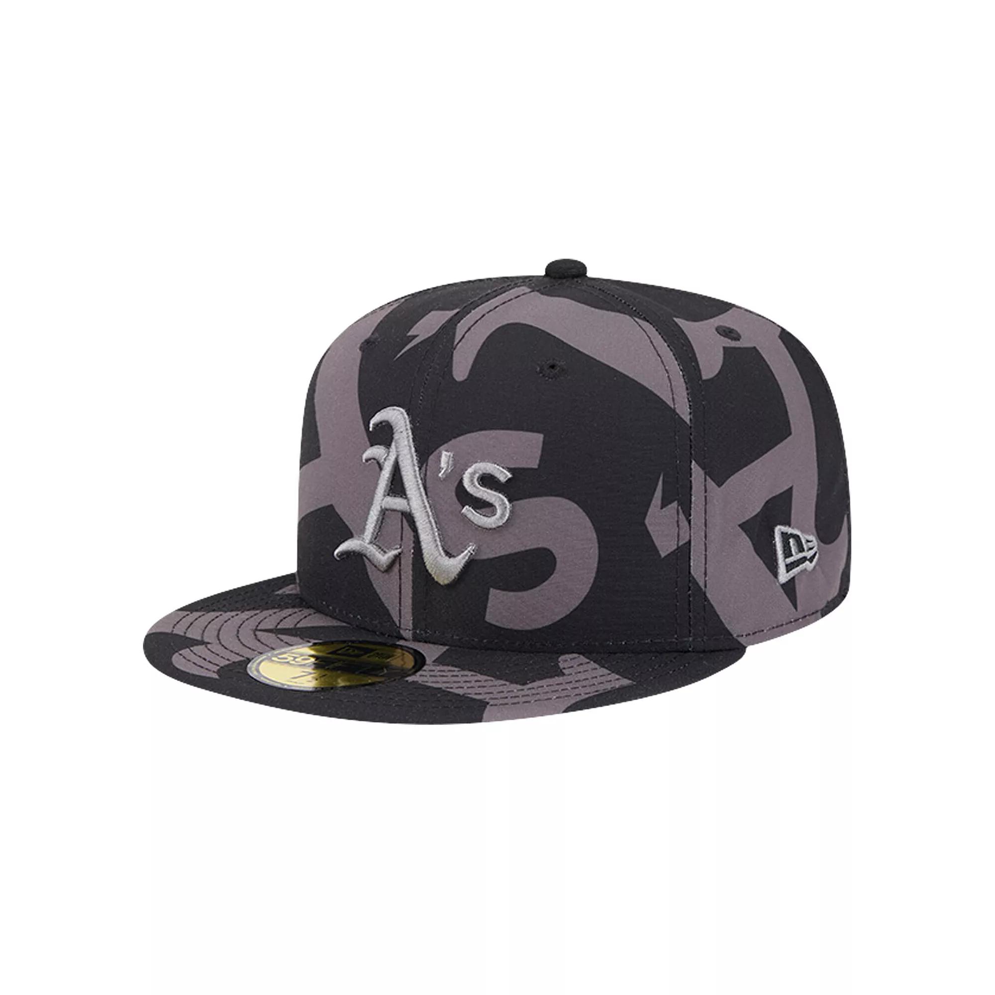 Men's New Era Black Oakland Athletics Logo Fracture 59FIFTY Fitted Hat, Size: 7 3/4 Product Image