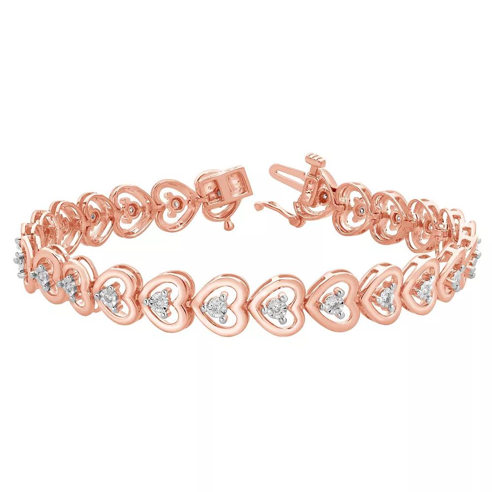 Diamond Brilliance Sterling Silver 1/4 Carat T.W. Lab-Created Diamond Heart Bracelet, Women's,  Product Image