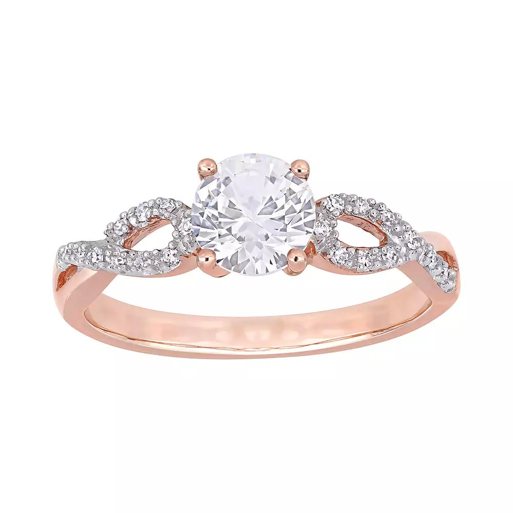 Stella Grace 10K Rose Gold Lab-Created White Sapphire & 1/10 Carat T.W. Diamond Infinity Engagement Ring, Women's,  Product Image