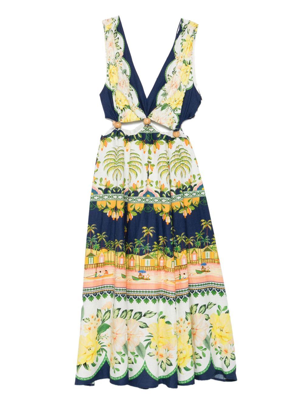midi floral cut-out dress Product Image