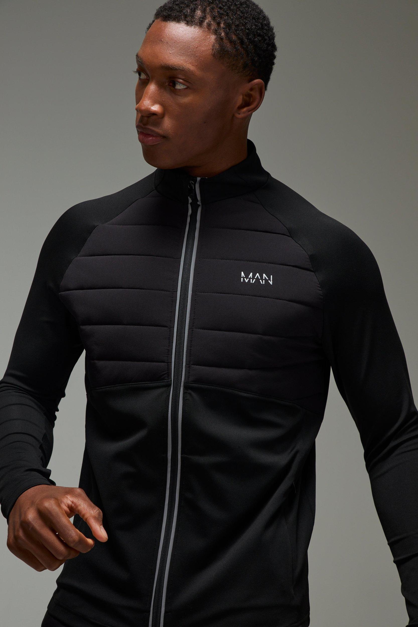 Man Active Winterized Lightweight Quilted Track Jacket | boohooMAN USA Product Image