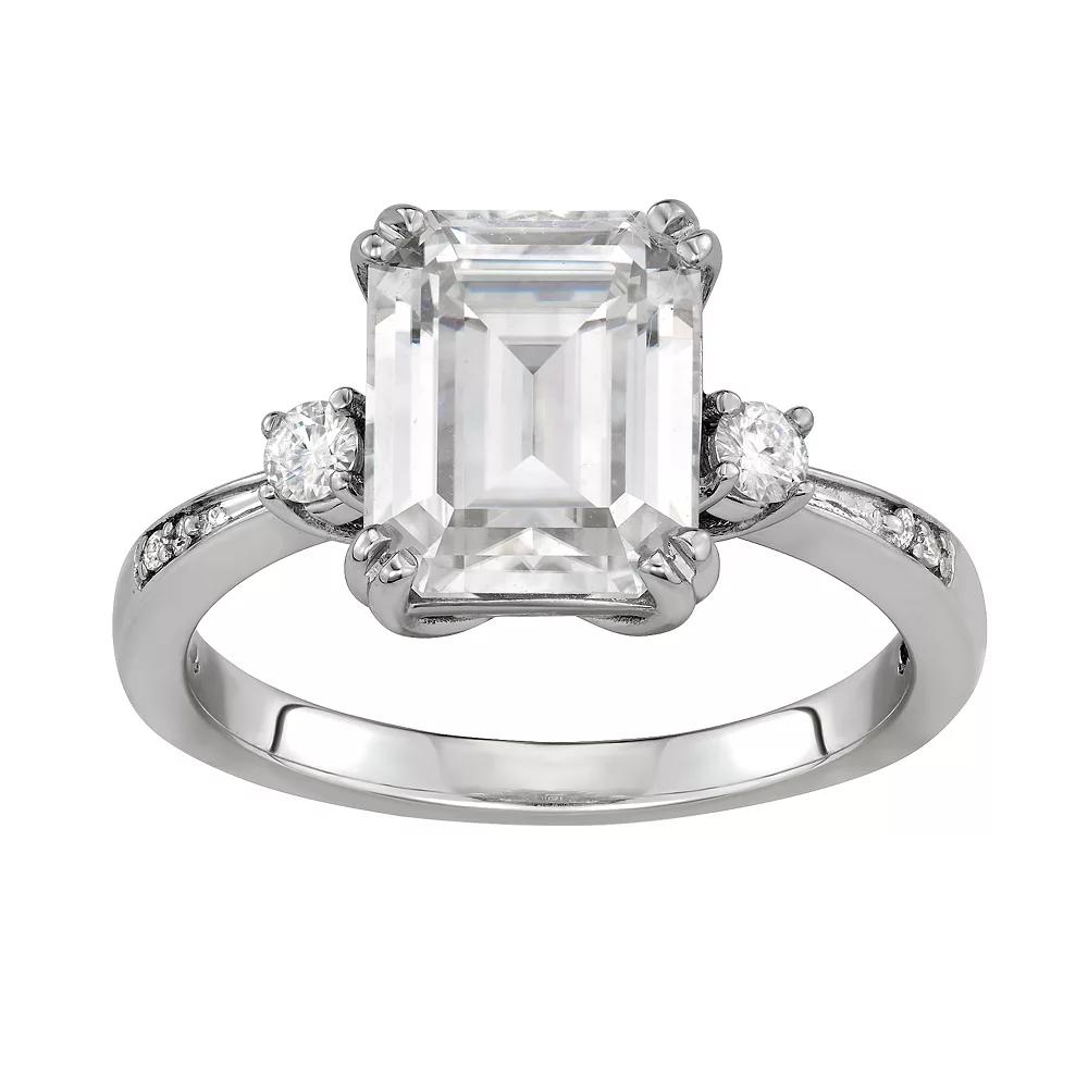 Charles & Colvard 14K White Gold 3-5/8 Carat T.W. Lab-Created Moissanite Emerald Solitaire Ring, Womens 14k Whgold Product Image
