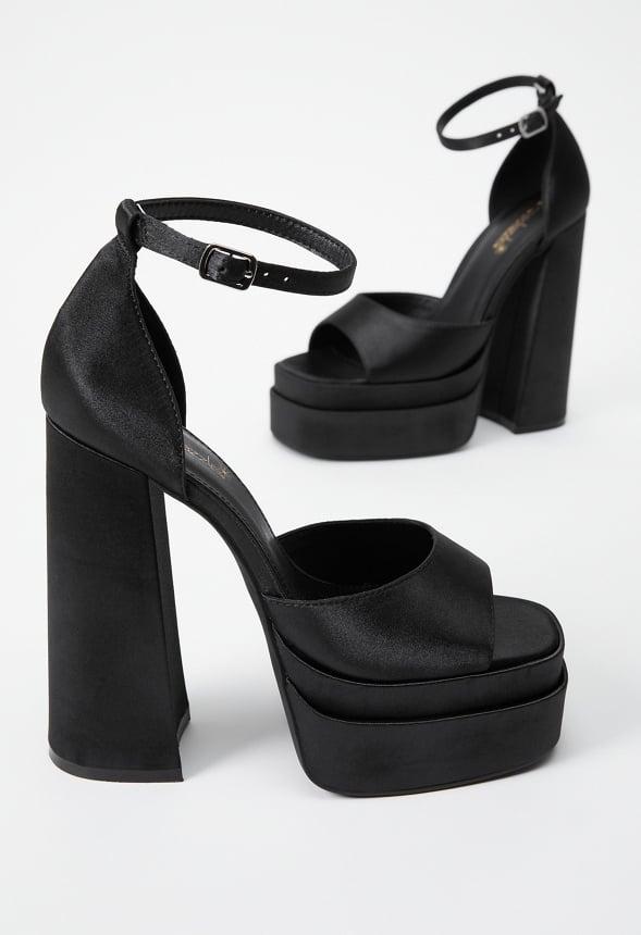 JustFab Margaux Platform Loafer Pump Womens Black/ White Size 8.5 Product Image