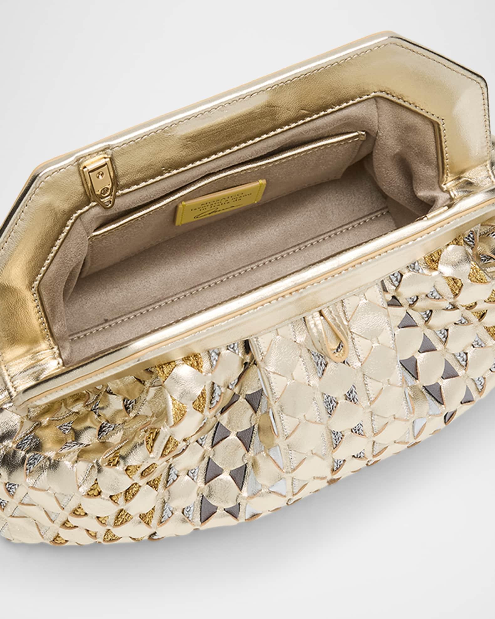 Secret Woven Mosaic Metallic Leather Clutch Bag Product Image