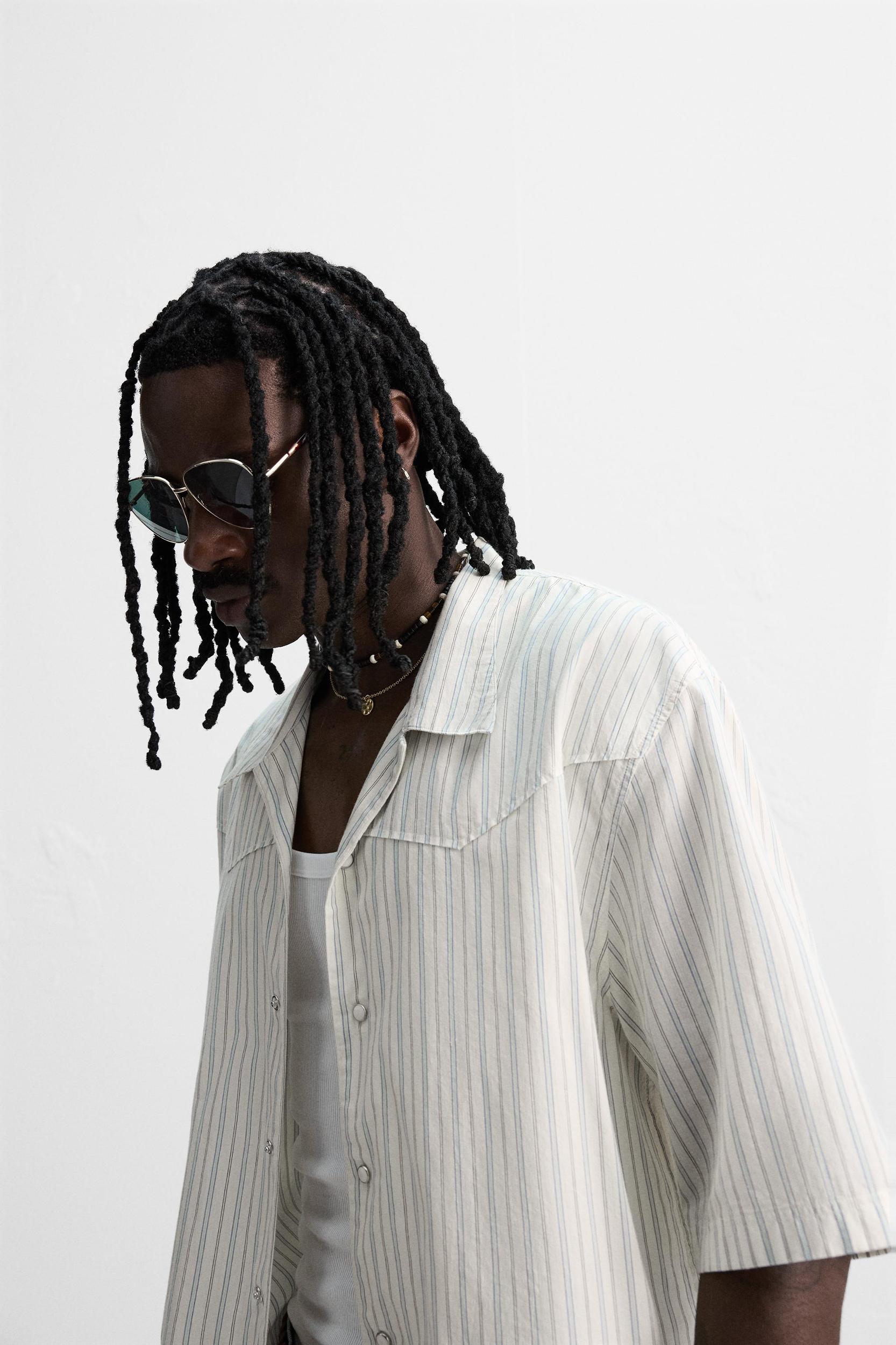 EMBROIDERED STRIPED SHIRT Product Image