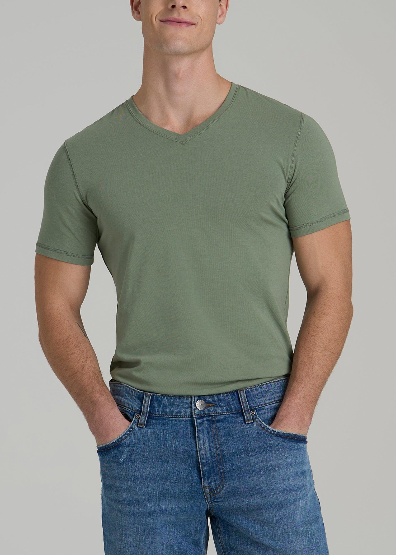 The Essential SLIM-FIT V-Neck Tee for Tall Men in Dark Seagrass Product Image
