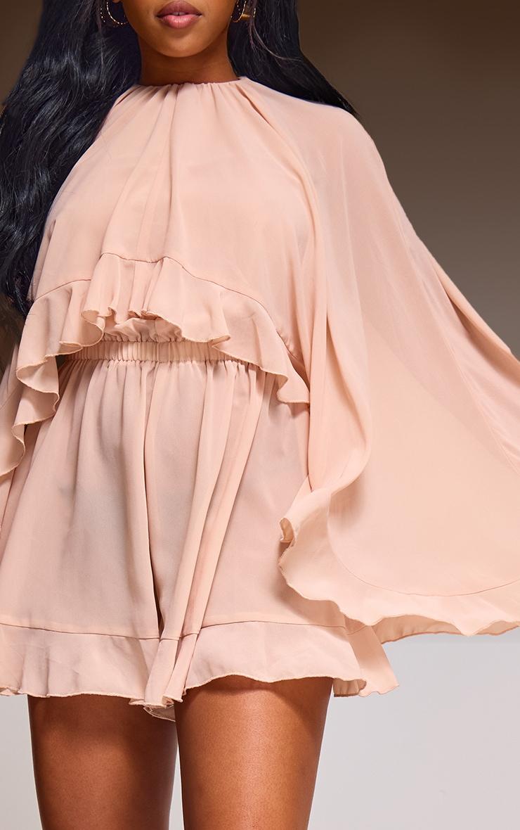 Light Nude Oversized Frill Hem Romper Product Image