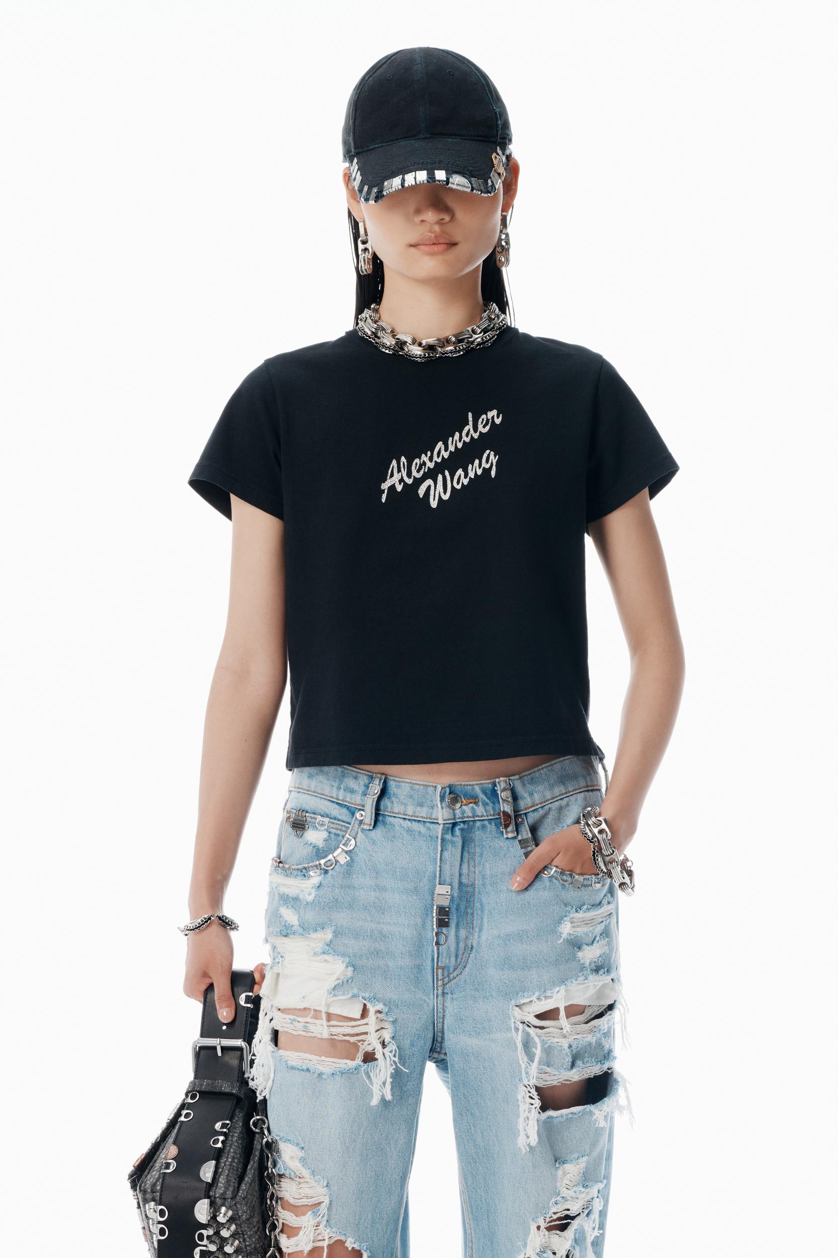 Black Crystal Hotfix & Cotton Logo Tee Product Image