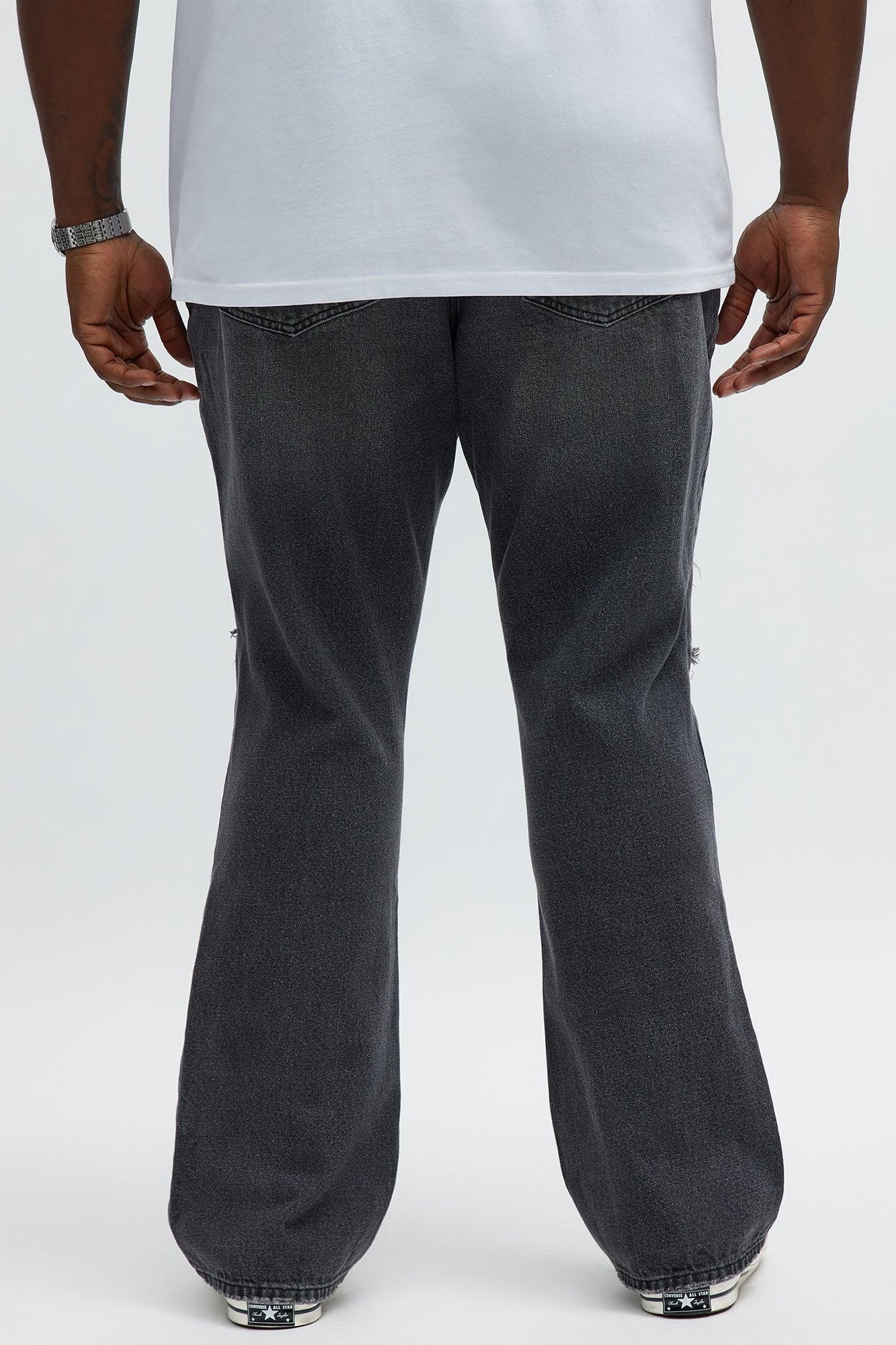 Stacked Slim Flare Looking Through Me Ripped Jeans - Black Wash Male Product Image