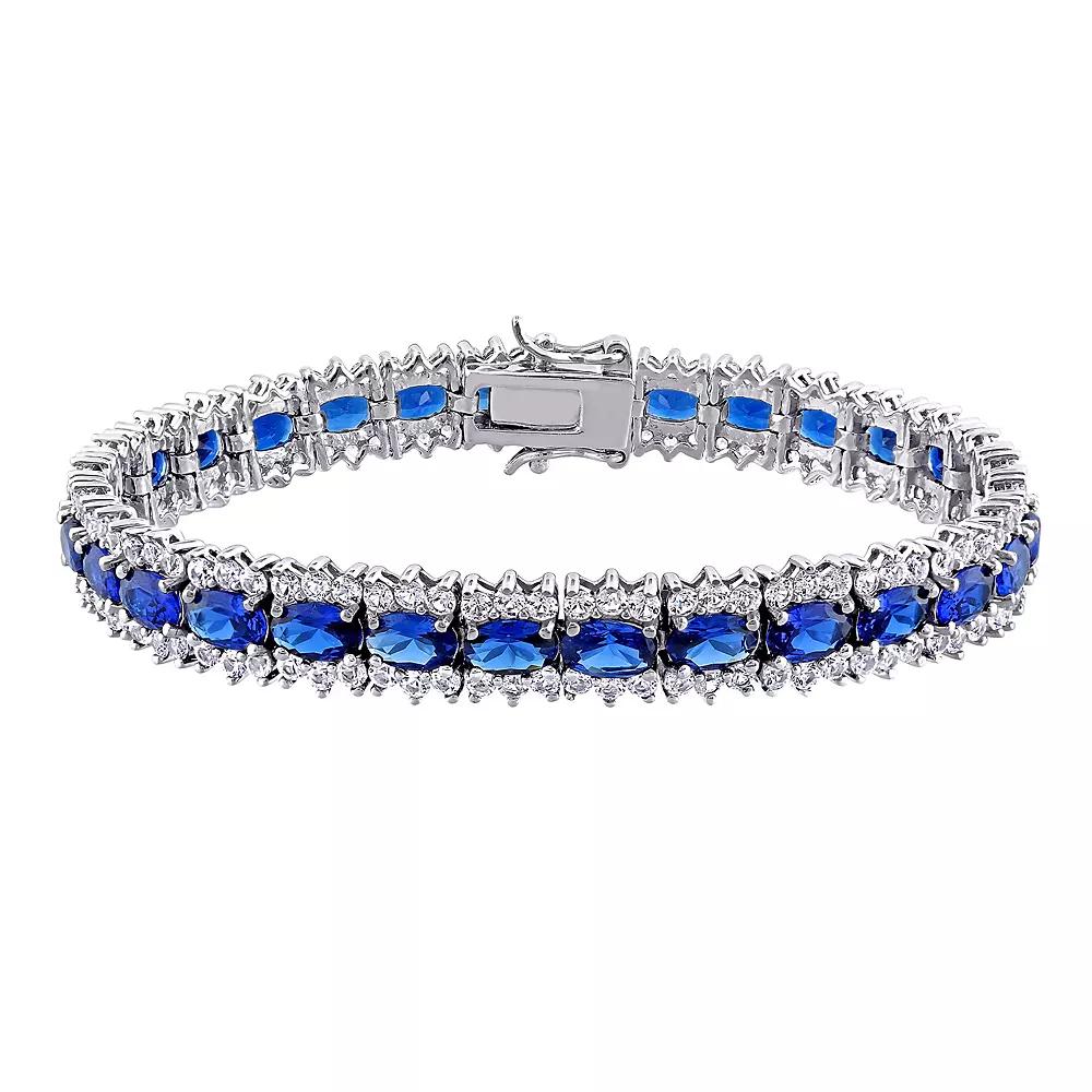 Stella Grace Sterling Silver Lab-Created Blue & White Sapphire Bracelet, Women's,  Product Image