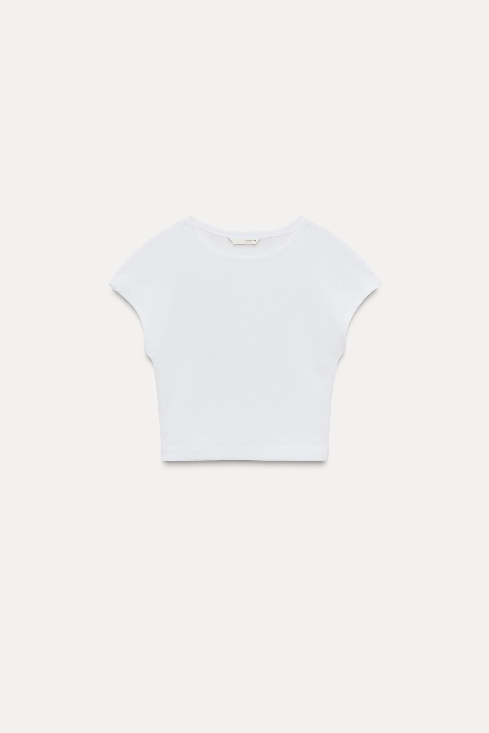COTTON MODAL CROP T-SHIRT Product Image