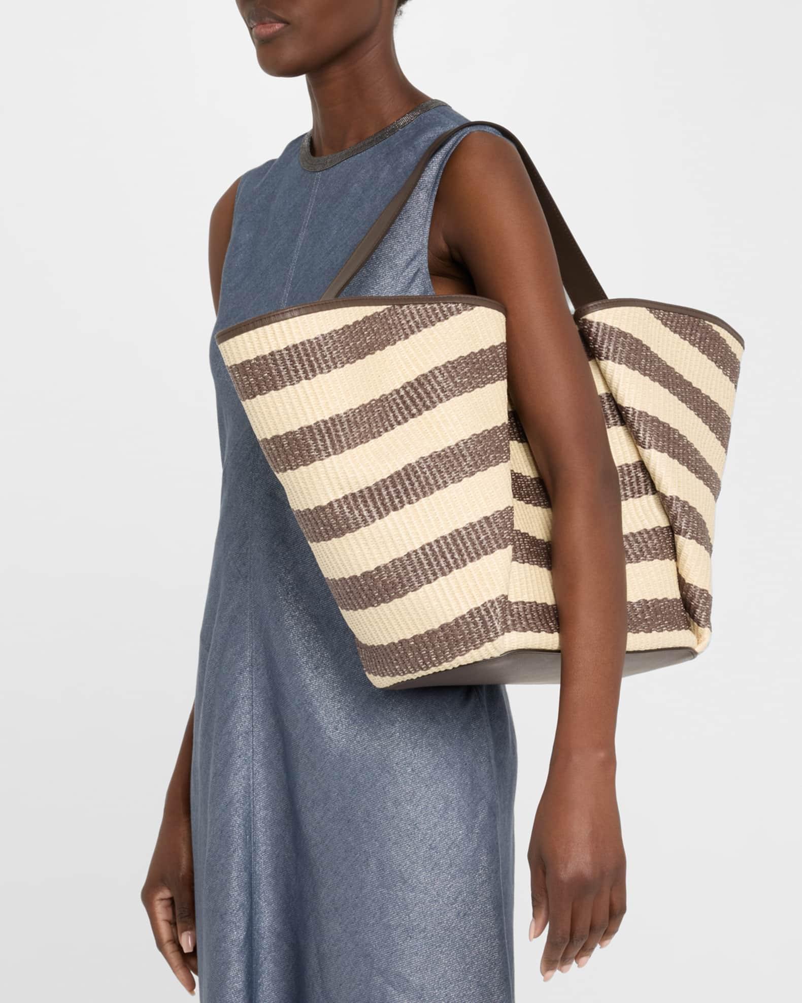 Marine Striped Raffia Tote Bag Product Image