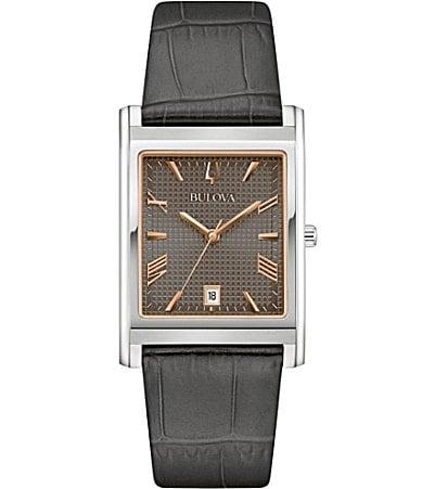 Bulova Mens Classic Three Hand Mechanical Automatic Leather Strap Watch Product Image