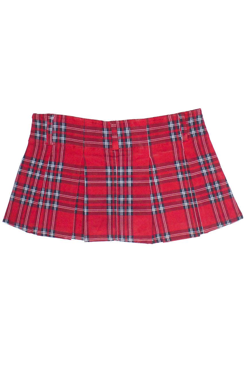 Low Rise Pleated Belted Denim Mini Skort Product Image