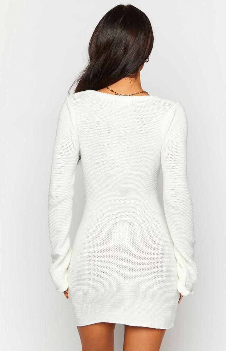 Magnus White Crochet Long Sleeve Mini Dress Product Image