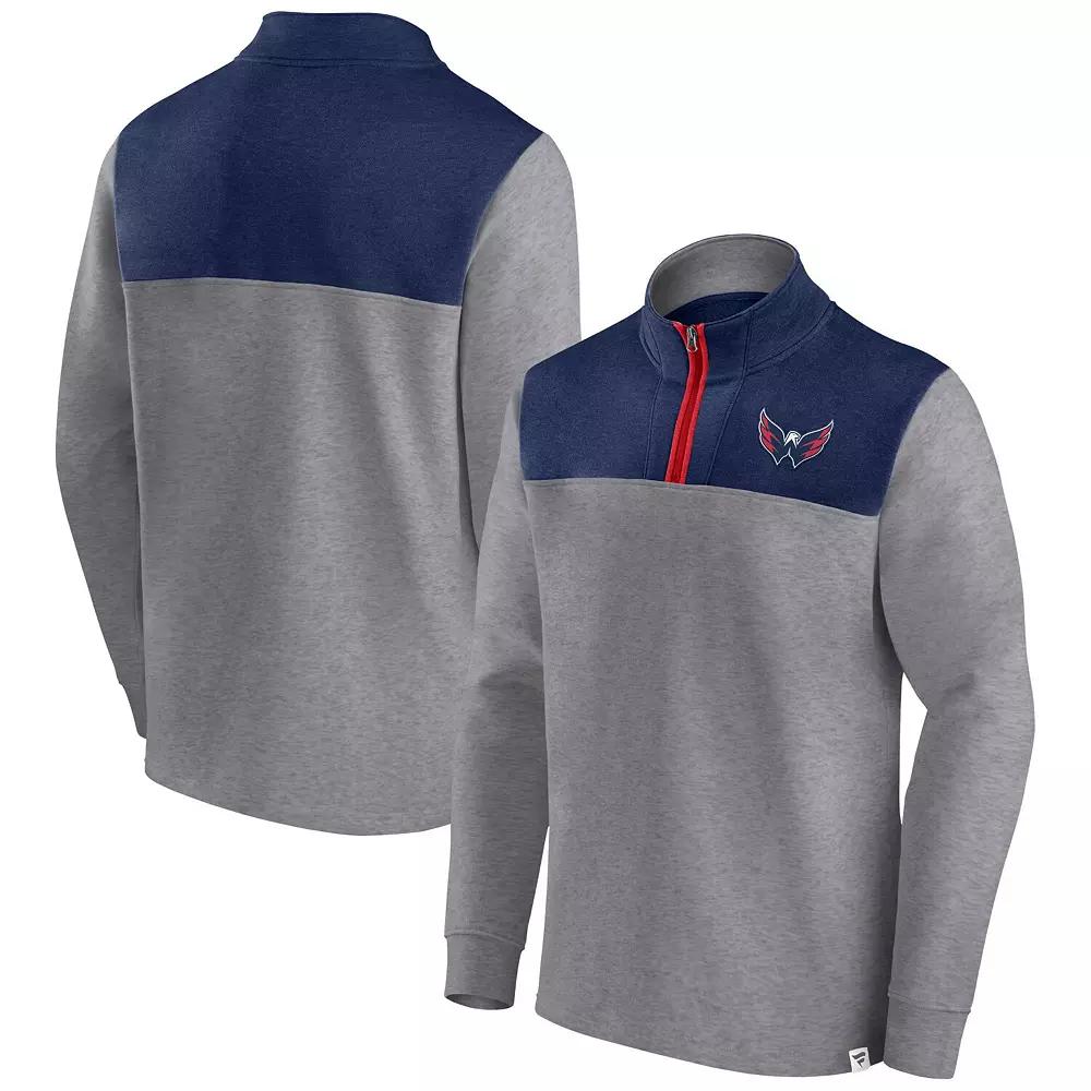 Men's Fanatics Branded Heather Gray Washington Capitals Launch It Quarter-Zip Jacket, Size: Small, Grey Product Image