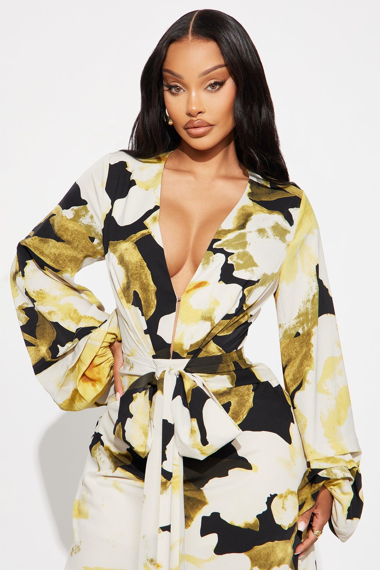 Renae Long Sleeve Maxi Dress - Yellow/combo Female Product Image