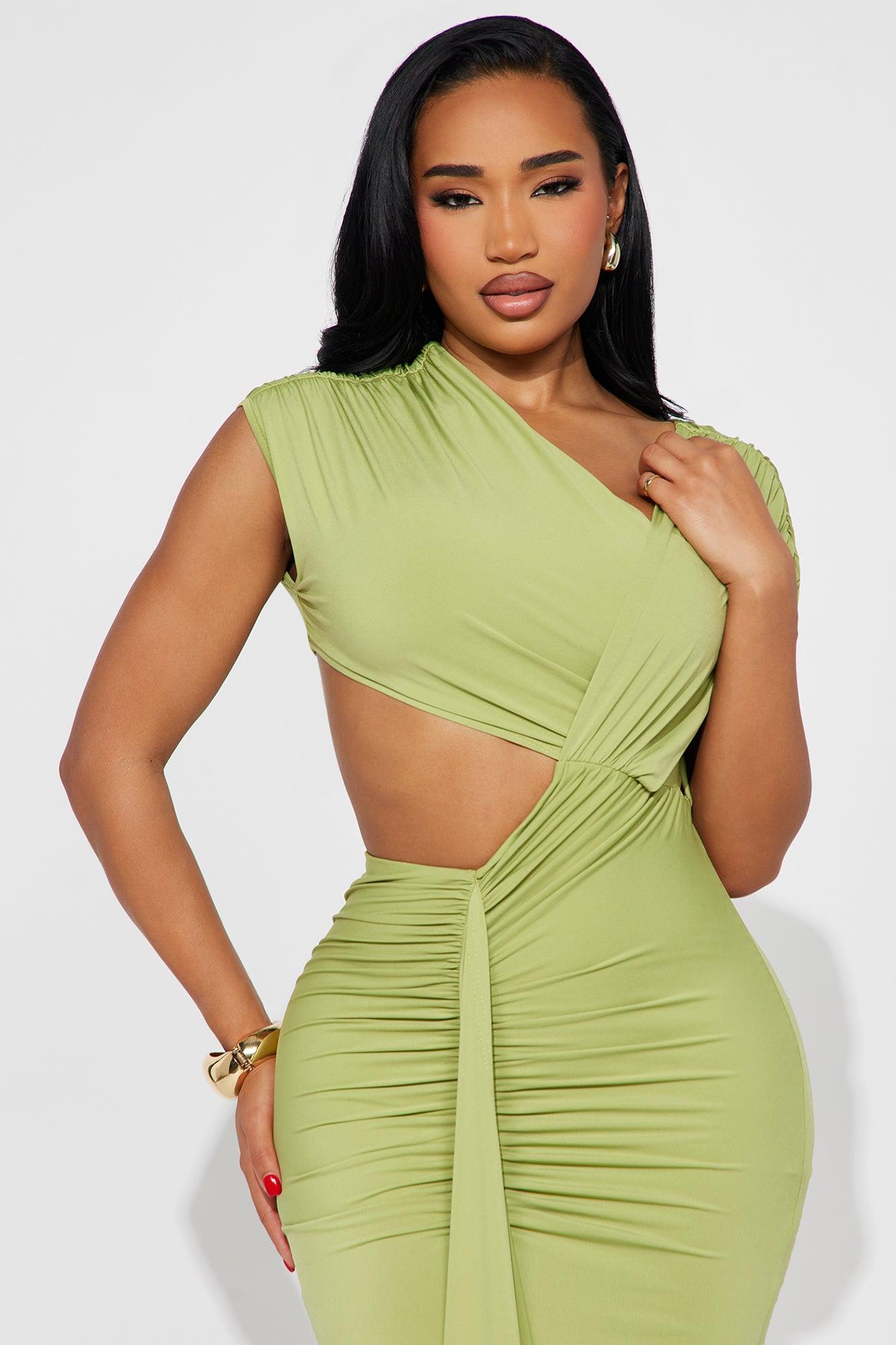 Aria Cut Out Maxi Dress - Chartreuse Female Product Image