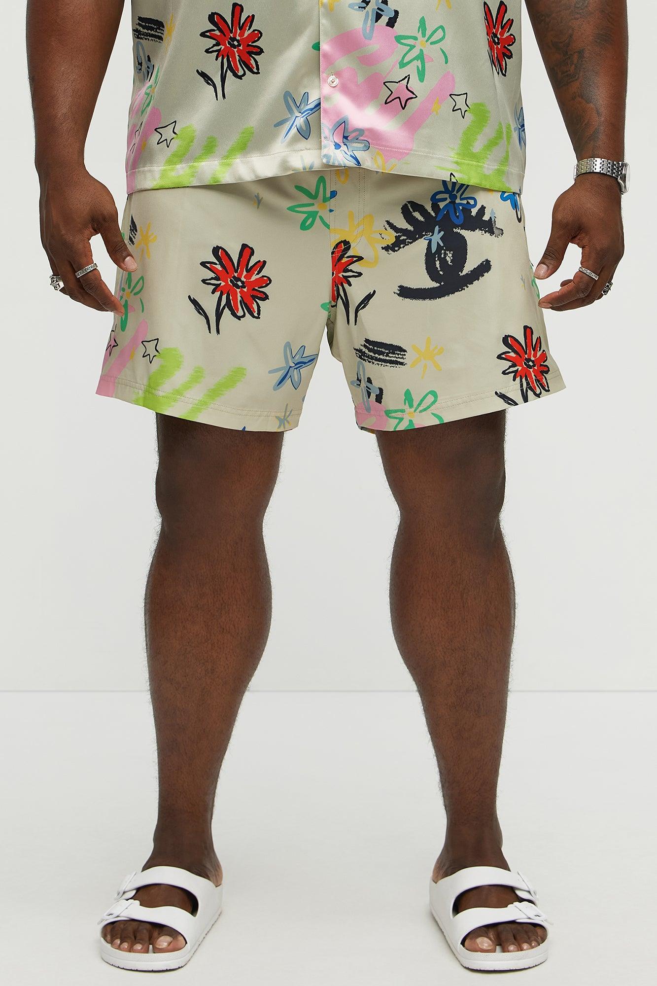 Graffiti Bloom Swim Mid Trunk - Multi Color Product Image