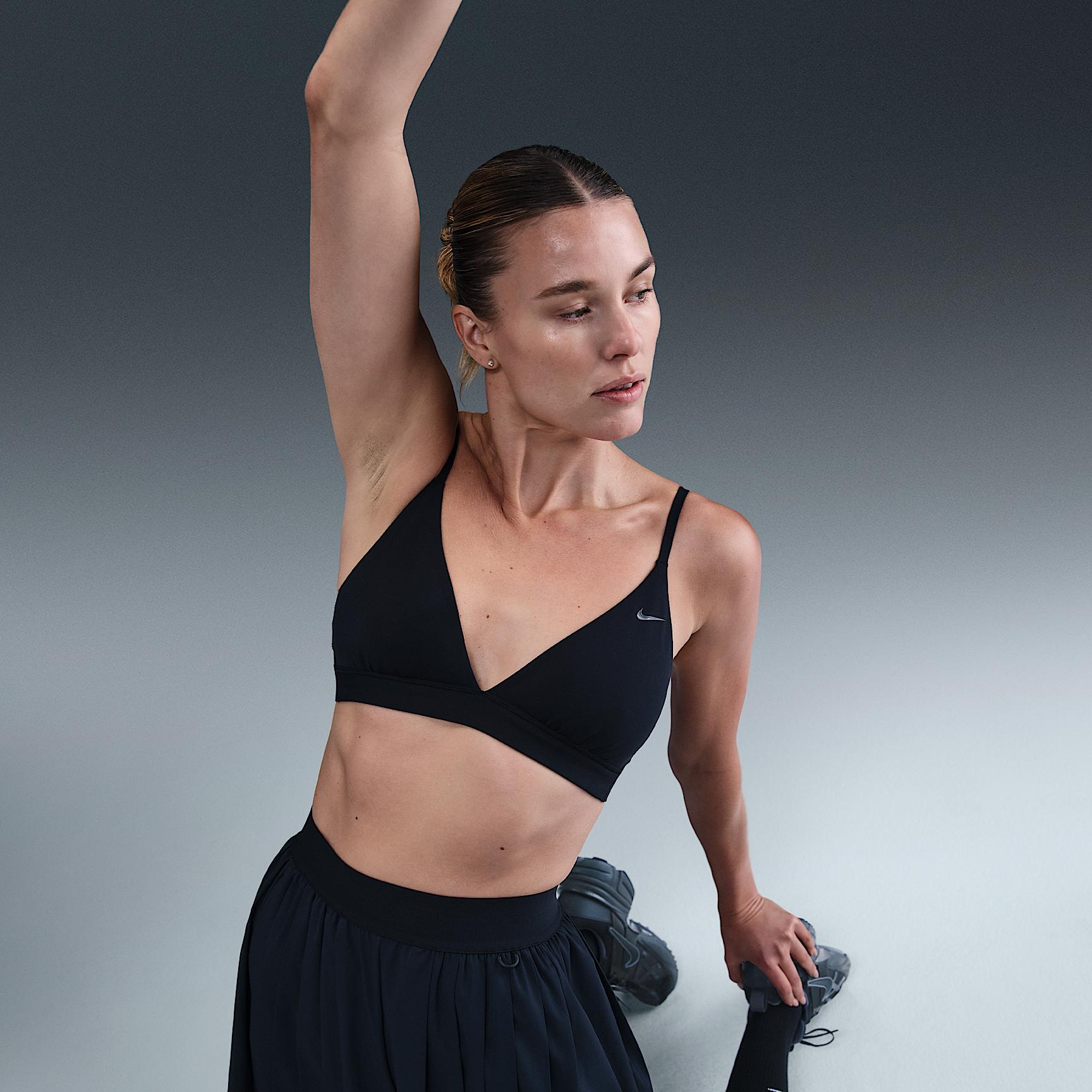 Nike Womens Form Light-Support Non-Padded Triangle Sports Bra | HQ7003-011 Product Image