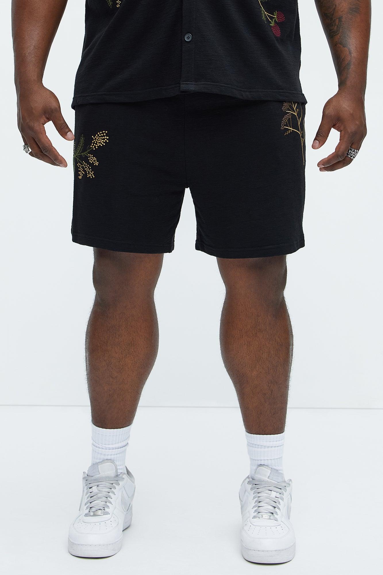 Berries And Blooms Embroidered Shorts - Black Product Image