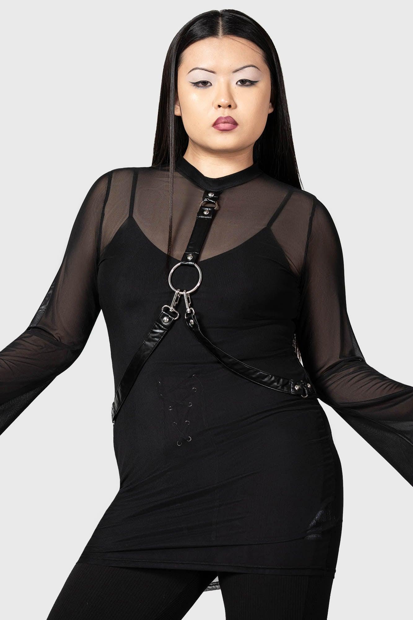 Sheer Bondage Long Sleeve Dress - Resurrect Female Product Image