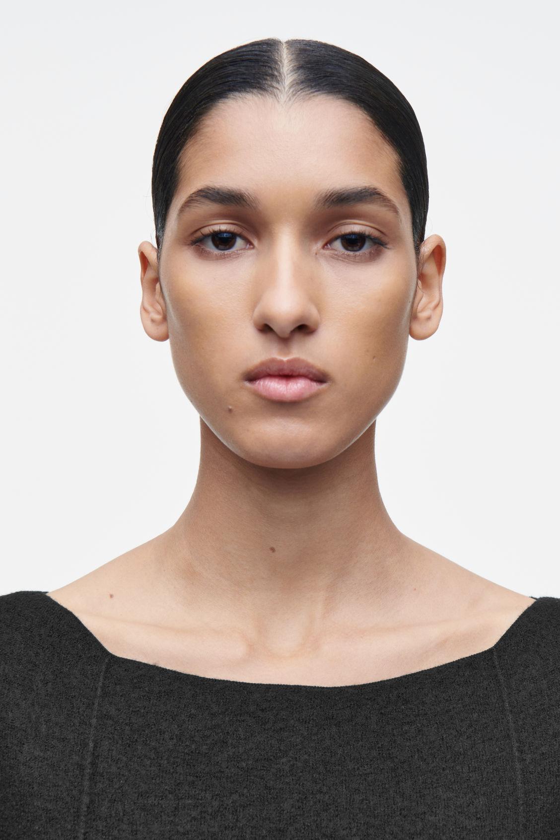 PANELED WOOL SHIFT DRESS Product Image