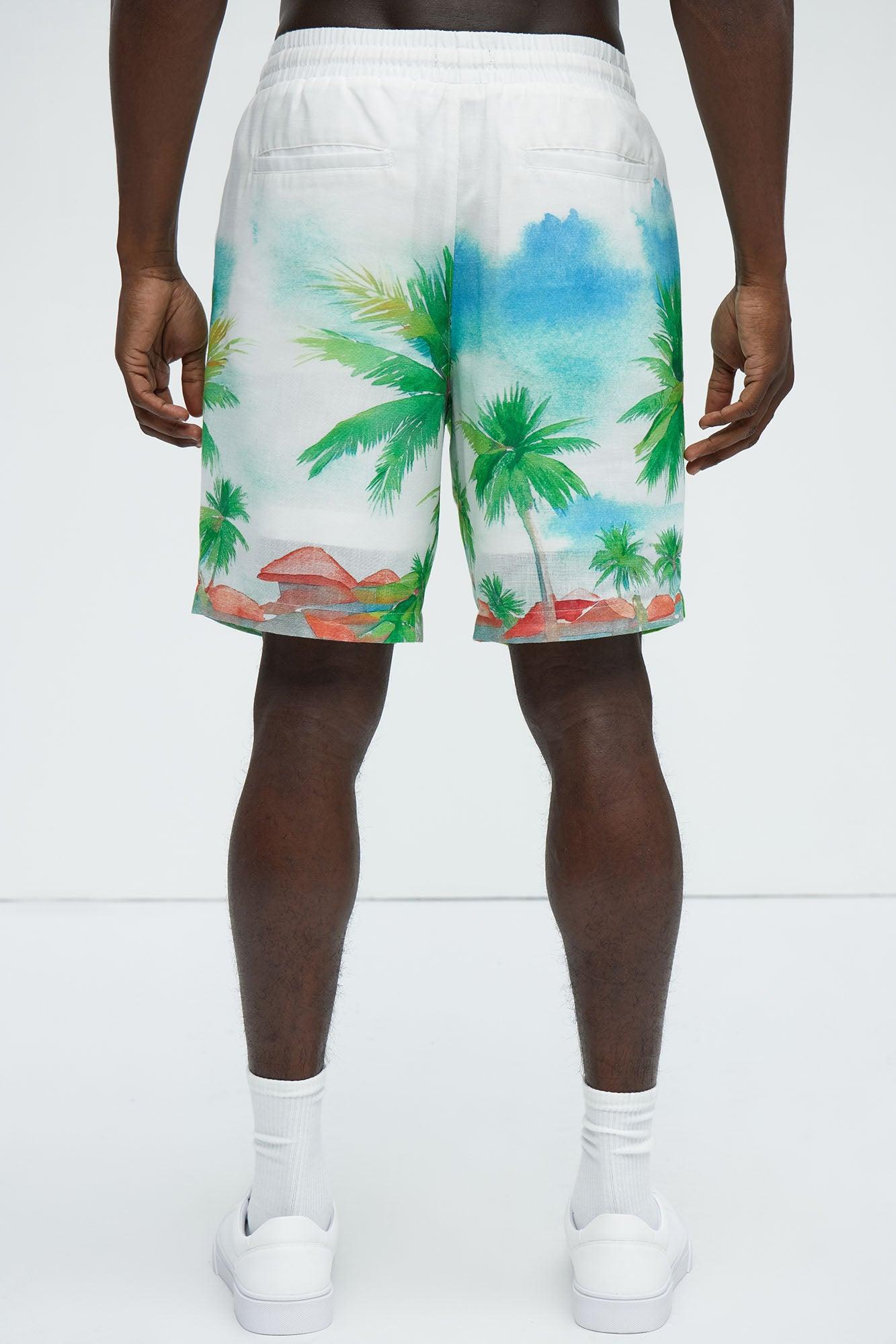 Watercolor Tropics Resort Shorts - White/combo Product Image