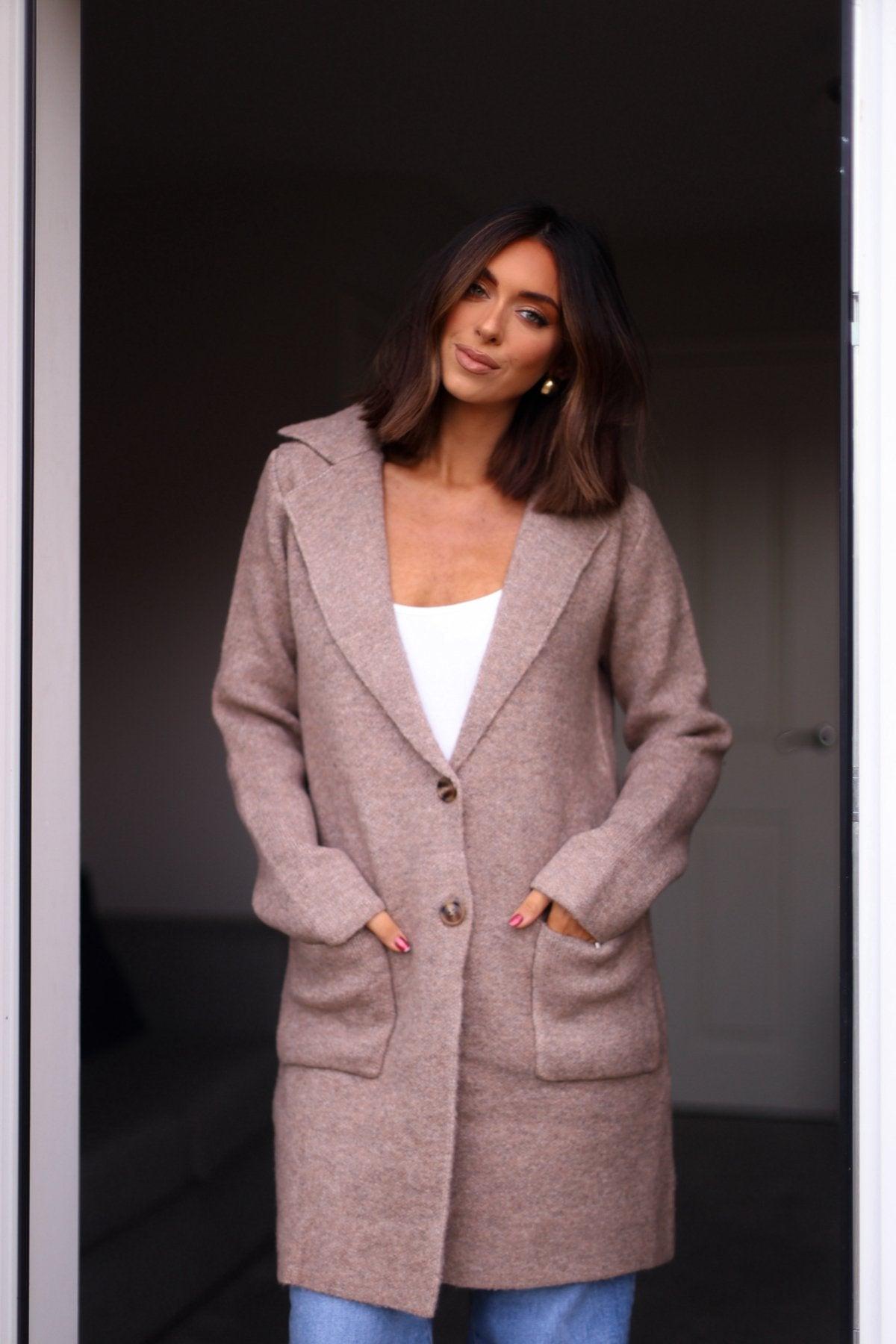 Chunky Mocha Cardigan Coat - FINAL SALE Female Product Image