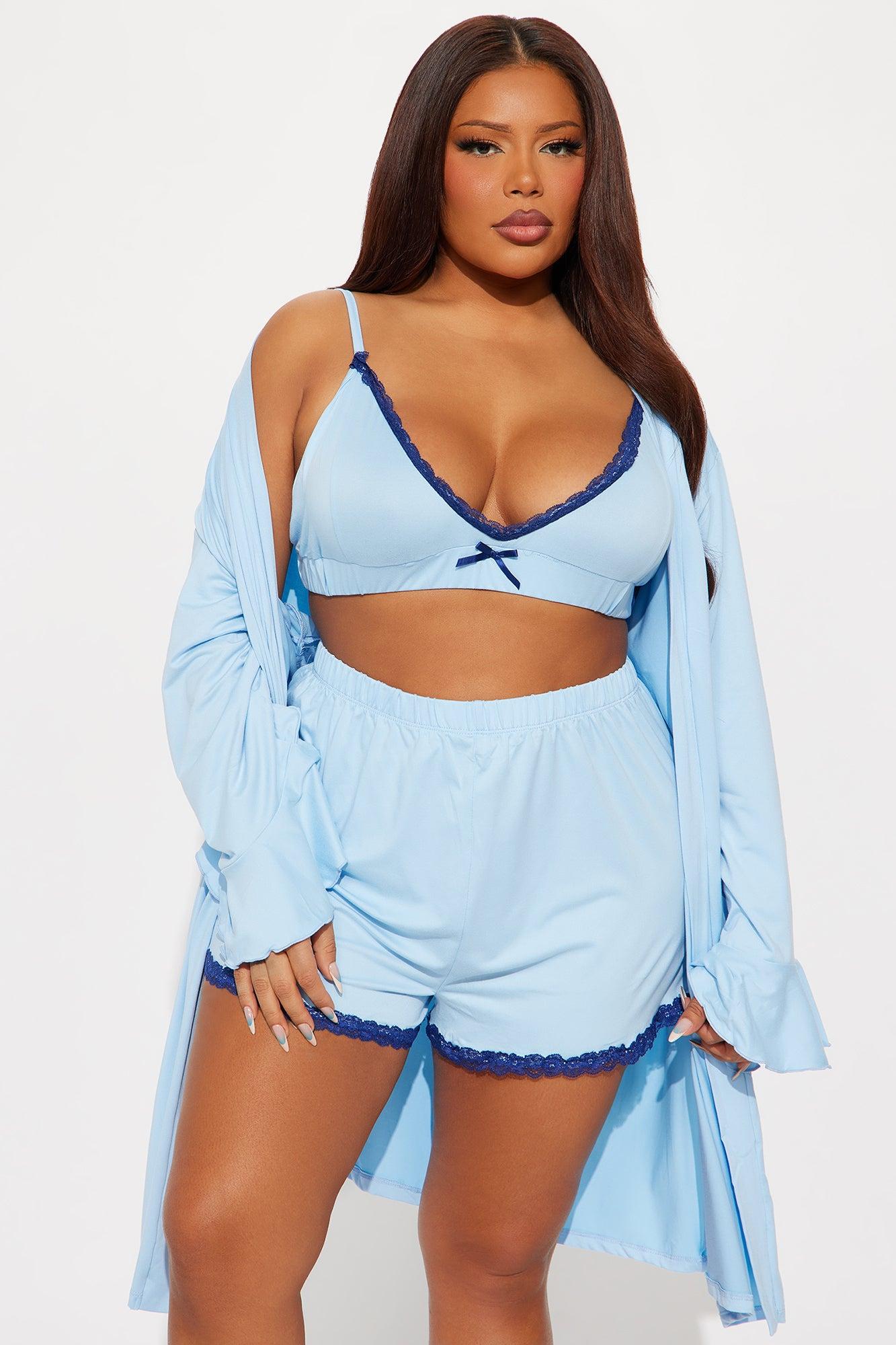 In Bed All Day PJ Robe Set - Light Blue Product Image